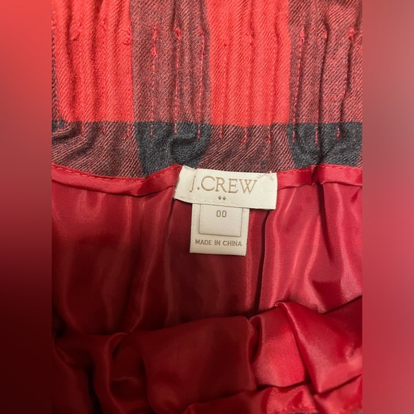 Jcrew Red Buffalo Check Mini Skirt Sz 00 Holiday - Picture 2 of 3